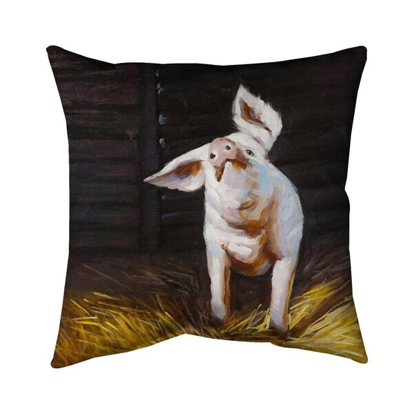 Begin Home Decor 20 x 20 in. Happy Pig-Double Sided Print Indoor Pillow - 5541-2020-AN162