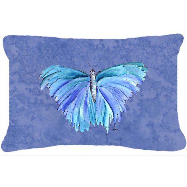 Jensendistributionservices 12 x 16 In. Butterfly on Slate Blue Indoor & Outdoor Fabric Decorative Pillow - MI2554111