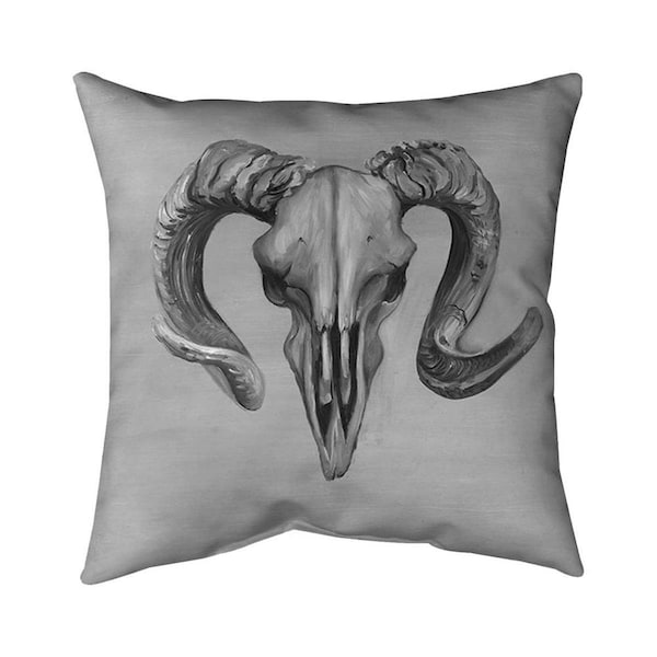 Begin Home Decor 20 x 20 in. Greyscale Aries Skull-Double Sided Print Indoor Pillow - 5541-2020-AN340