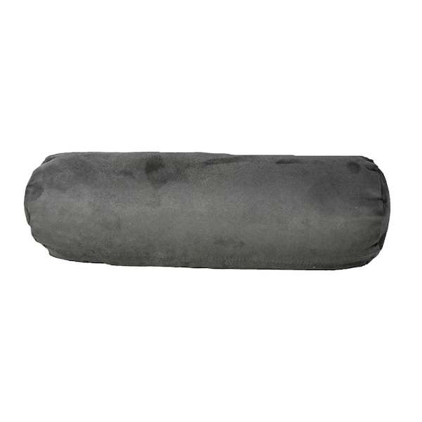 Homeroots 8 x 20 in. Bolster Zippered Microsuede Solid Color Bolster Pillow, Gray - 478980