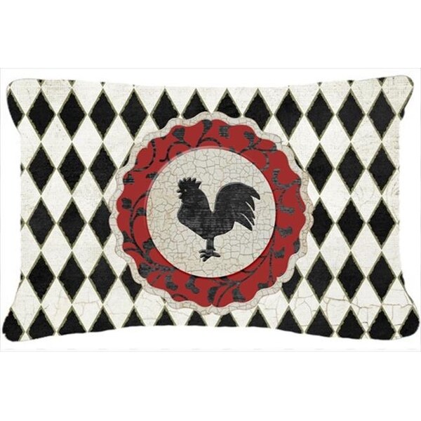 Carolines Treasures Carolines Treasures SB3086PW1216 Rooster Harlequin Black And White Indoor & Outdoor Fabric Decorative Pillow - SB3086PW1216