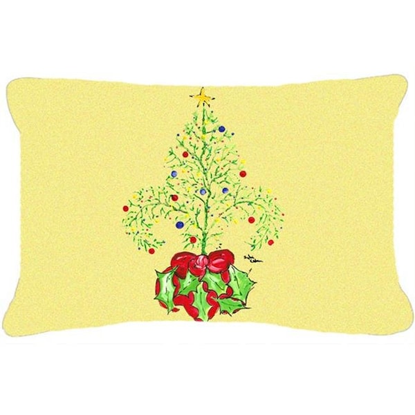 Carolines Treasures Carolines Treasures 8501PW1216 12 x 16 In. Christmas Tree Fleur de lis Indoor & Outdoor Fabric Decorative Pillow - 8501PW1216