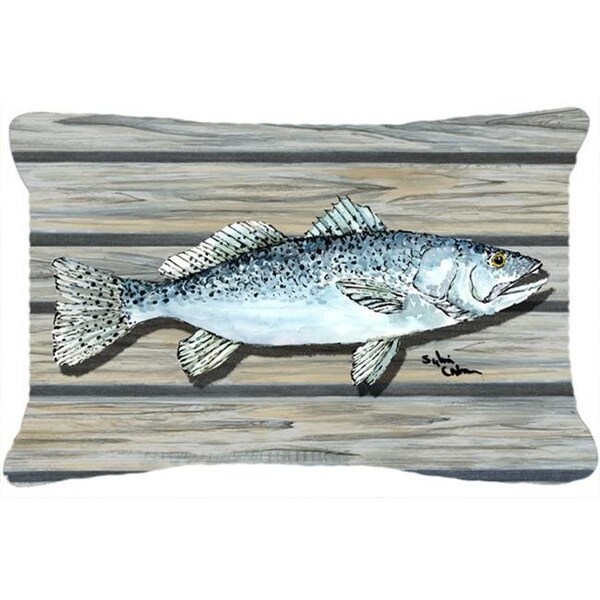 Carolines Treasures Carolines Treasures 8494PW1216 Fish Speckled Trout Indoor & Outdoor Fabric Decorative Pillow - 8494PW1216