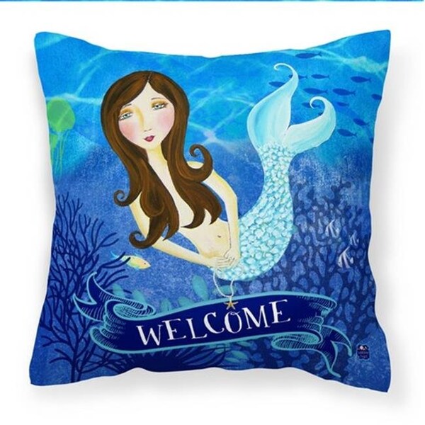 Carolines Treasures Carolines Treasures VHA3010PW1414 Welcome Mermaid Canvas Decorative Pillow; 14 x 3 x 14 in. - VHA3010PW1414