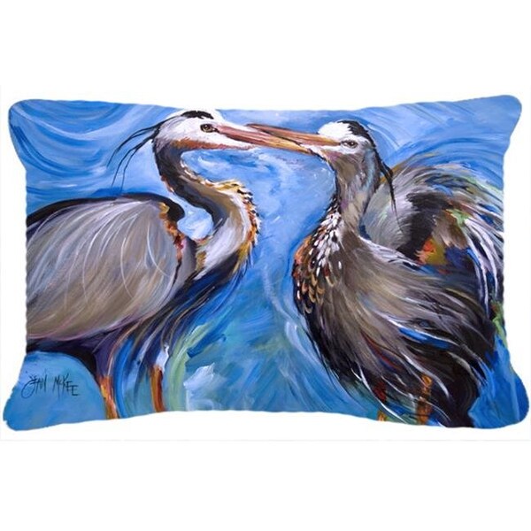 Carolines Treasures Carolines Treasures JMK1011PW1216 Blue Heron Love Canvas Fabric Decorative Pillow - JMK1011PW1216