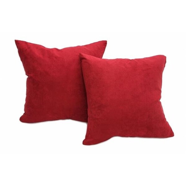 Palacedesigns Microsuede Deco Pillow -Red  18x18 Feather and Down Filled Pillows - PA123204