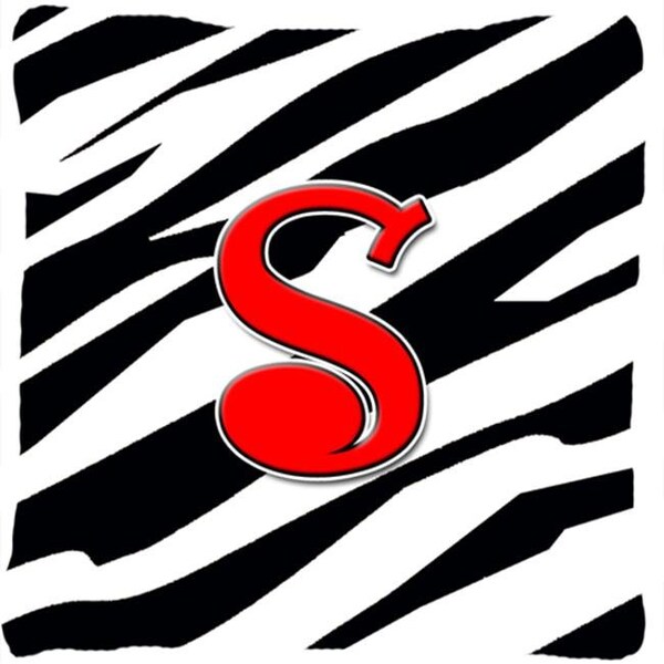 Carolines Treasures Carolines Treasures CJ1024-SPW1414 14 x 14 in. Monogram Initial S Zebra Red Decorative Fabric Pillow - CJ1024-SPW1414