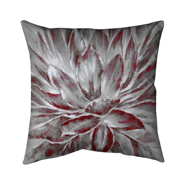 Begin Home Decor 26 x 26 in. Red & Grey Flower-Double Sided Print Indoor Pillow - 5541-2626-FL95-1