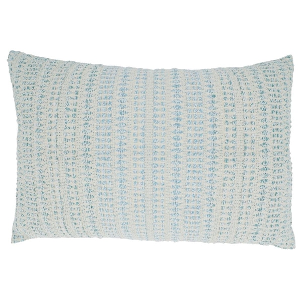 Vecindario 16 x 24 in. Woven Line Oblong Throw Pillow with Poly Filling, Aqua - VE2658547