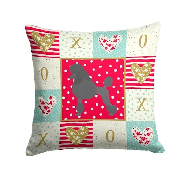 Carolines Treasures Carolines Treasures CK5881PW1414 14 x 3 x 14 in. Standard Poodle Love Fabric Decorative Pillow - CK5881PW1414