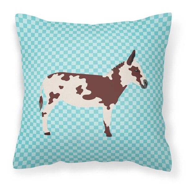Carolines Treasures Carolines Treasures BB8025PW1414 American Spotted Donkey Blue Check Fabric Decorative Pillow; 14 x 14 in. - BB8025PW1414