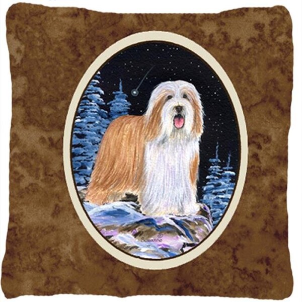 Carolines Treasures Carolines Treasures SS8451PW1414 Starry Night Bearded Collie Indoor & Outdoor Decorative Fabric Pillow - 14 x 14 in. - SS8451PW1414
