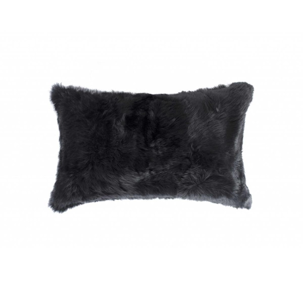Palacedesigns 5 x 12 x 20 in. 100 Percent Natural Rabbit Fur Black Pillow - PA3100319