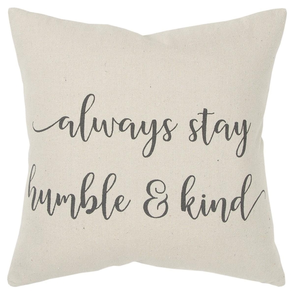 Homeroots Gray & Cream Humble & Kind Throw Pillow Natural - 403296