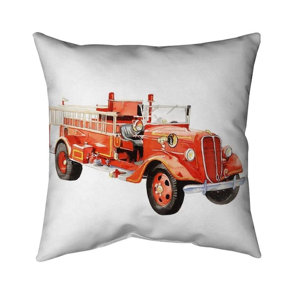 Begin Home Decor 20 x 20 in. Vintage Fire Truck-Double Sided Print Indoor Pillow - 5541-2020-CH9