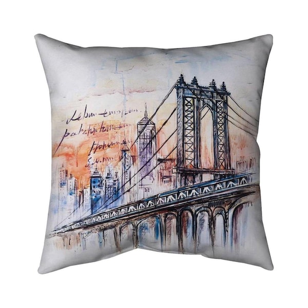 Fondo 20 x 20 in. Bridge Sketch-Double Sided Print Indoor Pillow - FO3328405