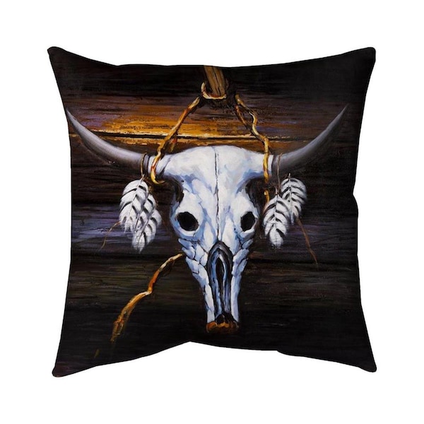 Fondo 26 x 26 in. Hanged Bull Skull-Double Sided Print Indoor Pillow - FO2774610