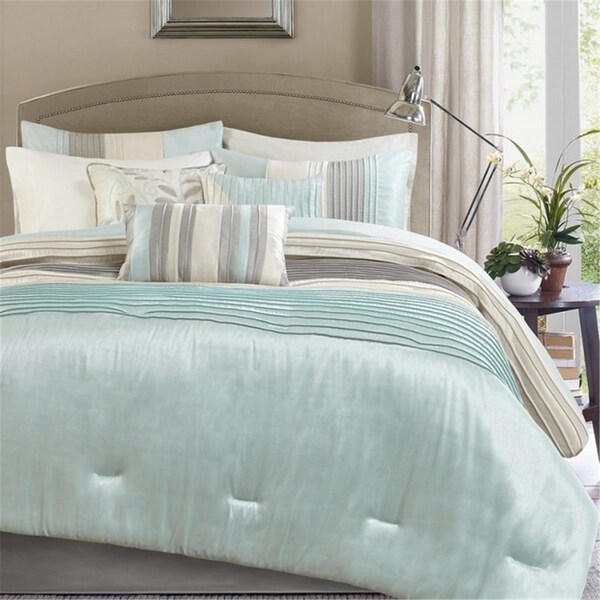 Madison Park Amherst 7 Piece Comforter, Aqua, Cal King, 7PK - MP10-2981