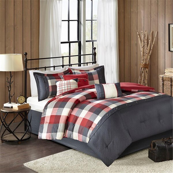 Madison Park Ridge 7 Piece Herringbone Comforter Set - Red, Cal King Size, 7PK - MP10-4671