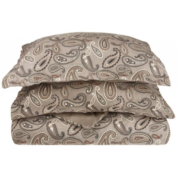 Impressions By Luxor Treasures Cotton Flannel Full-Queen Duvet Cover Set Paisley- Grey - FLAFQDC PAGR
