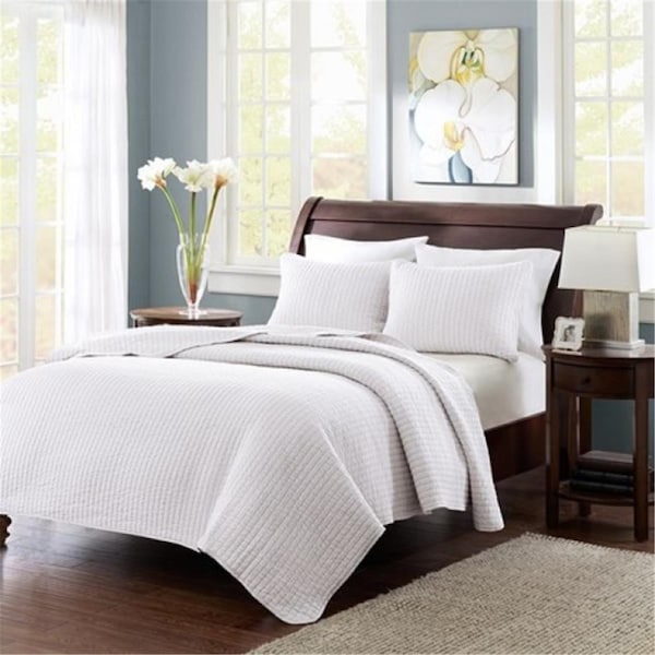 Madison Park Keaton Coverlet Set , Twin Extra Large- White - MP13-625