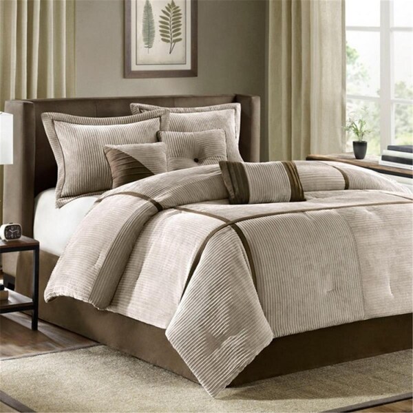 Madison Park Dallas 7 Piece Comforter Set, Khaki - Queen, 7PK - MP10-313