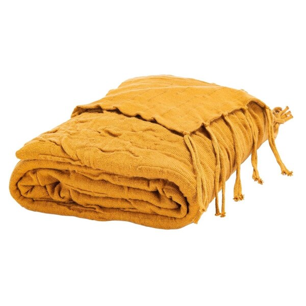 Safavieh 50 x 60 in. 100 Percent Cotton Delena Throw, Mustard - THR241C-5060
