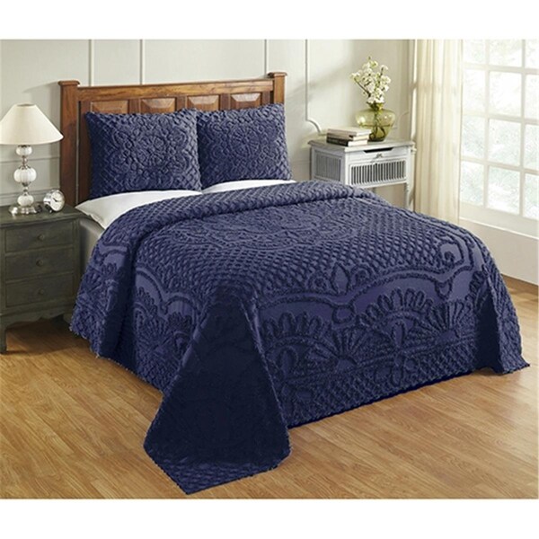 Better Trends Trevor Collection 100% Cotton King Bedspread Set in Navy - BSTRKINV