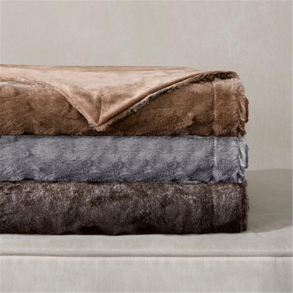 Madison Park Zuri Oversized Faux Fur Throw, Brown - 60 x 70 in. - MP50-1912