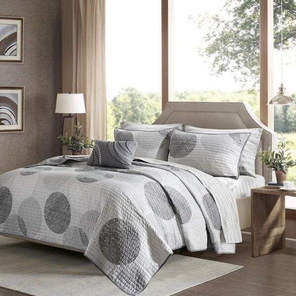 Madison Park Essentials Madison Park MPE13-311 8 Piece Grey Knowles Complete Coverlet Set; King - MPE13-311