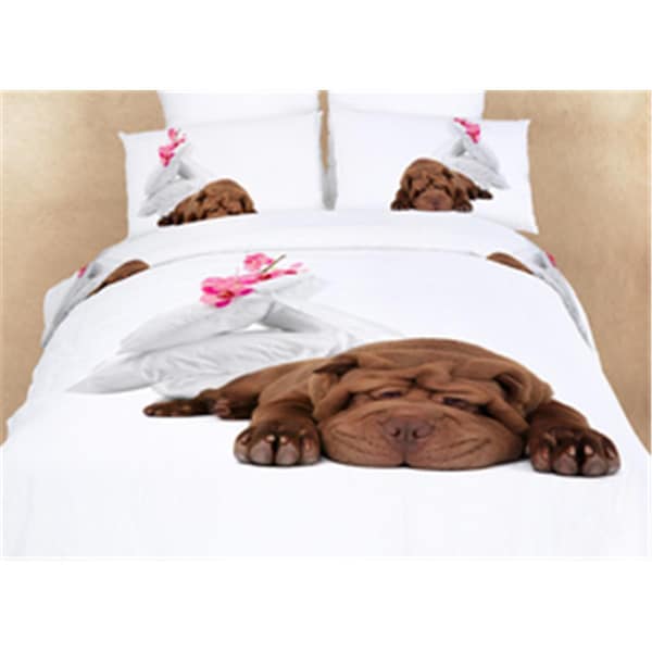 Dolce Mela Dorm Room Bedding Extra LargeTwin Fun Dog Print Duvet Covet Set - DM489T