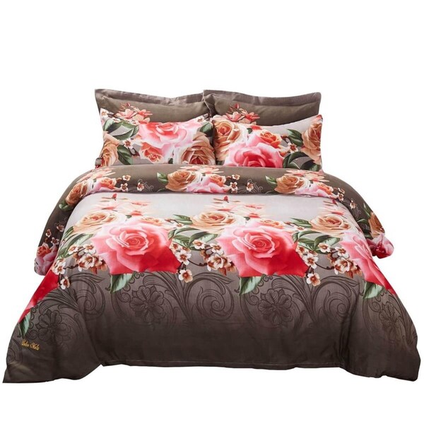 Dolce Mela Floral Bedding Duvet Cover Set, Queen Size - Rose Medley - DM708Q