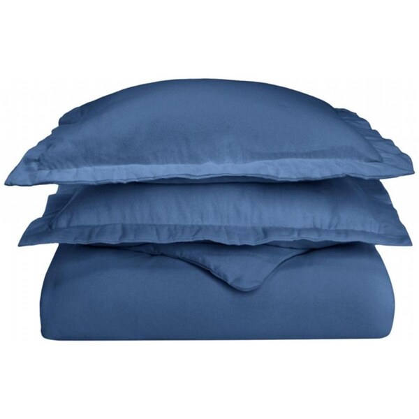 Superior  Impressions by Luxor Treasures FLAFQDC SLNB Cotton Flannel Full-Queen Duvet Cover Set Solid; Navy Blue - FLAFQDC SLNB