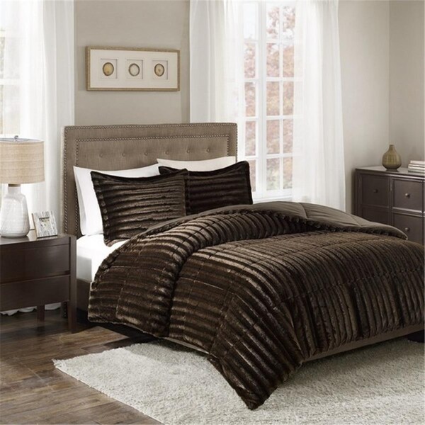 Madison Park Duke Faux Fur Comforter Mini Set, King - Chocolate - MP10-3069