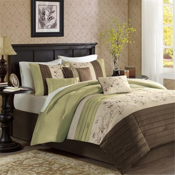 Madison Park Serene 7 Piece Comforter Set, King - Green, 7PK - MP10-637