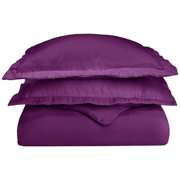 Superior  Impressions by Luxor Treasures FLAFQDC SLPR Cotton Flannel Full-Queen Duvet Cover Set Solid; Purple - FLAFQDC SLPR