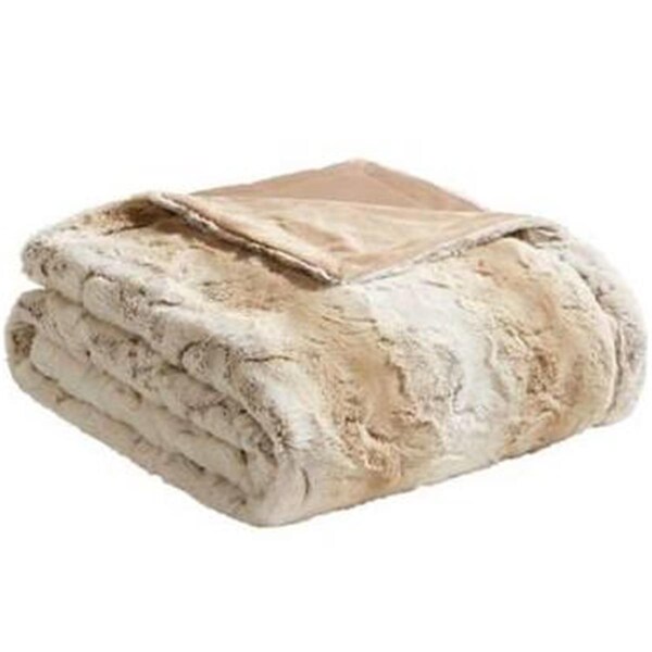 Madison Park 60 x 70 in. Oversized Faux Fur Throw, Sand - MP50-4813