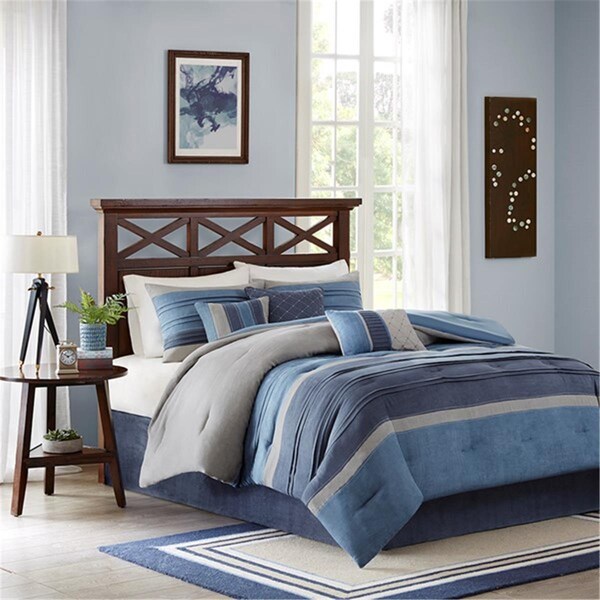 Madison Park 7 Pieces Collins Comforter Set, Cal King - Navy, 7PK - MP10-1638