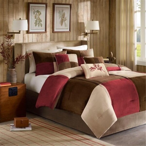 Madison Park Jackson Blocks 7-Piece Comforter Set, Red - King, 7PK - MP10-284