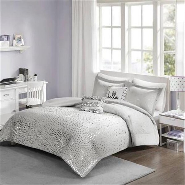 Intelligent Design Intelligent Design ID10-1337 Twin & Twin Extra Large Size Metallic Comforter Set; Grey & Silver - ID10-1337