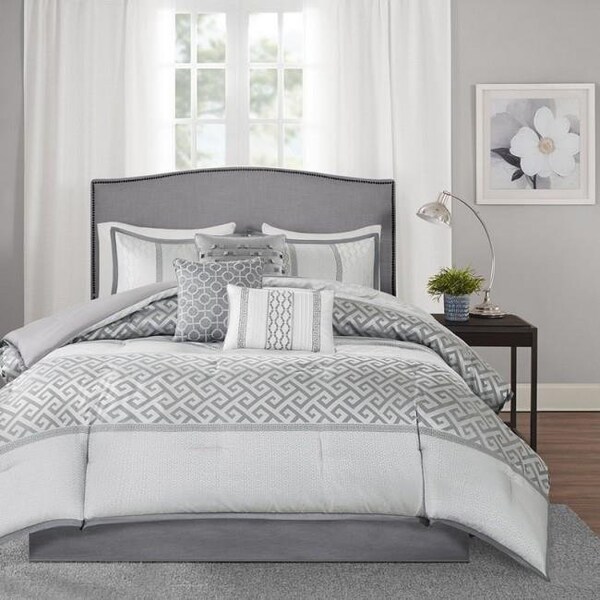 Madison Park Madison Park MP10-2418 Bennett 7 Piece Comforter Set - Grey; Queen - MP10-2418