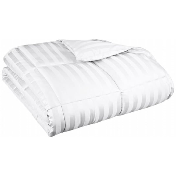 Grand Down All Season Wide Stripes Down Alternative Comforter  Full/Queen-White - COMFORTER F/Q ST-WH (1IN)