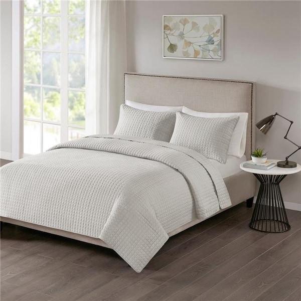 510 Design 510 Design 5DS13-0025 Nash Coverlet Set; Grey - King & Cal King - 3 Piece - 5DS13-0025