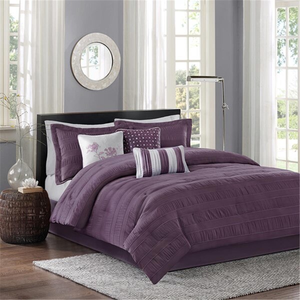 Madison Park Hampton 7 Piece Comforter Set, Plum - Queen, 7PK - MP10-1026