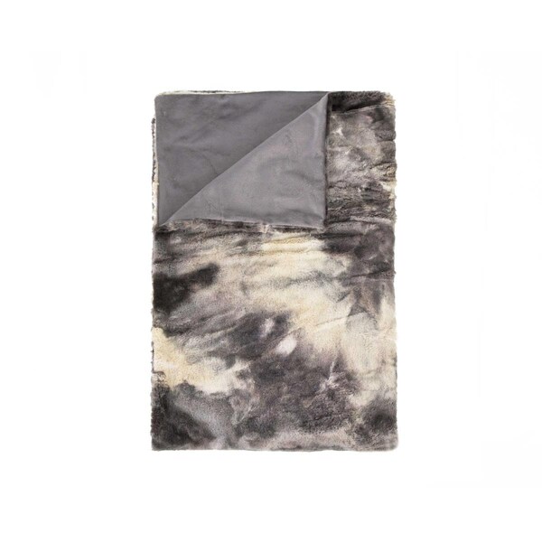 Gfancy Fixtures 50 x 60 in. Naples Grey & Off-White Fur Throw - GF3097517