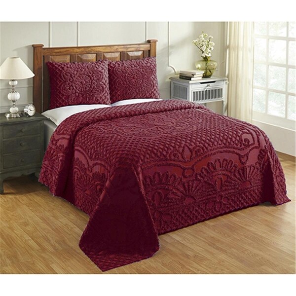 Better Trends Trevor Collection 100% Cotton Queen Bedspread Set in Burgundy - BSTRQUBUR