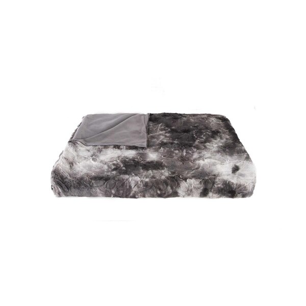 Gfancy Fixtures 50 x 60 in. Naples Charcoal & Grey Fur Throw - GF3084697