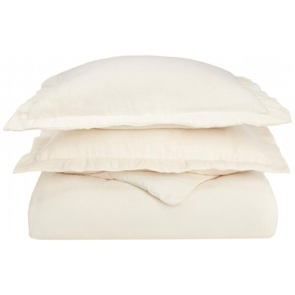 Superior  Impressions by Luxor Treasures FLAFQDC SLIV Cotton Flannel Full-Queen Duvet Cover Set Solid; Ivory - FLAFQDC SLIV