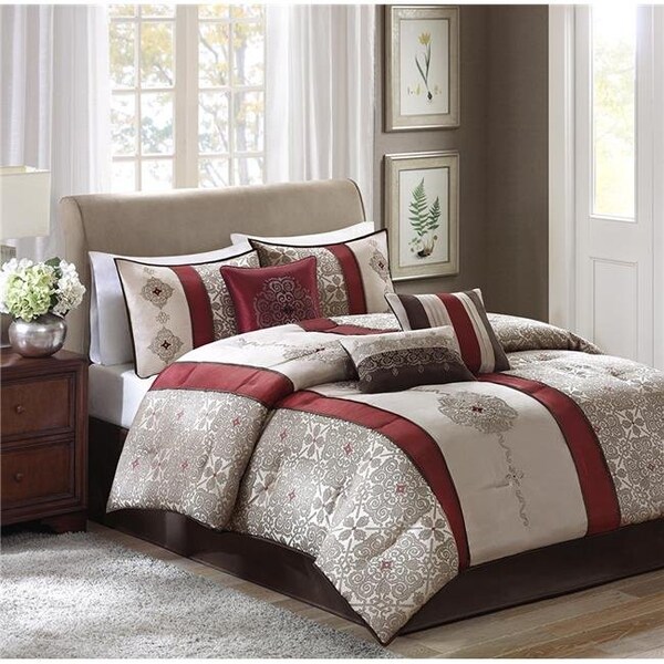 Madison Park Madison Park MP10-751 Donovan 7 Piece Comforter Set - California King; Red - MP10-751