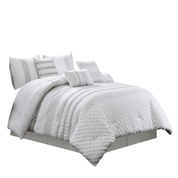 Elight Home Elight Home 21599 K 90 x 104 in. Lirit Comforter Set; White - King Size- 7 Piece - 21599  K